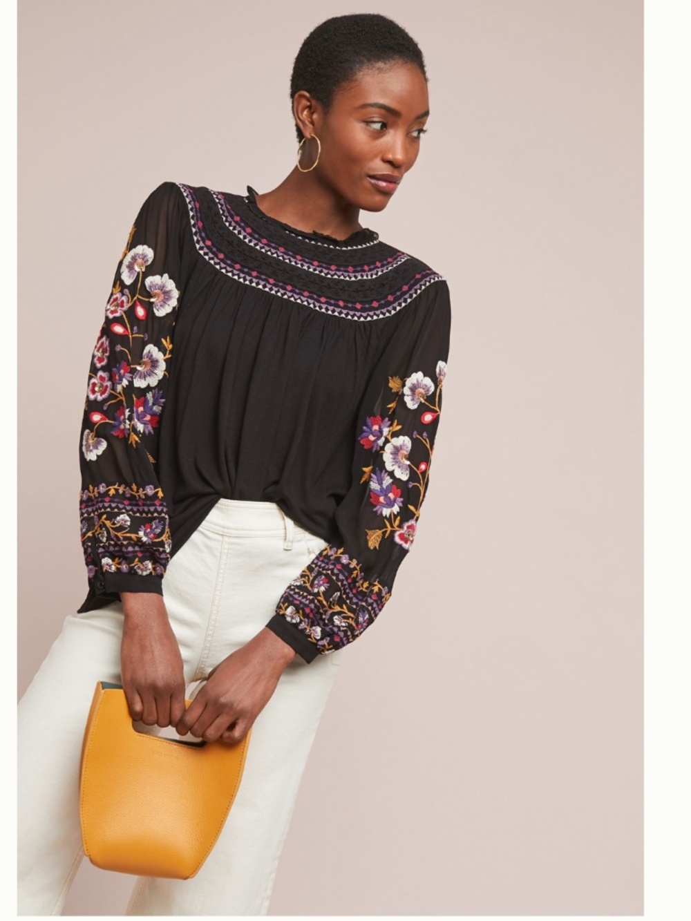 Anthropologie Akemi + Kin Louise Embroidered Top